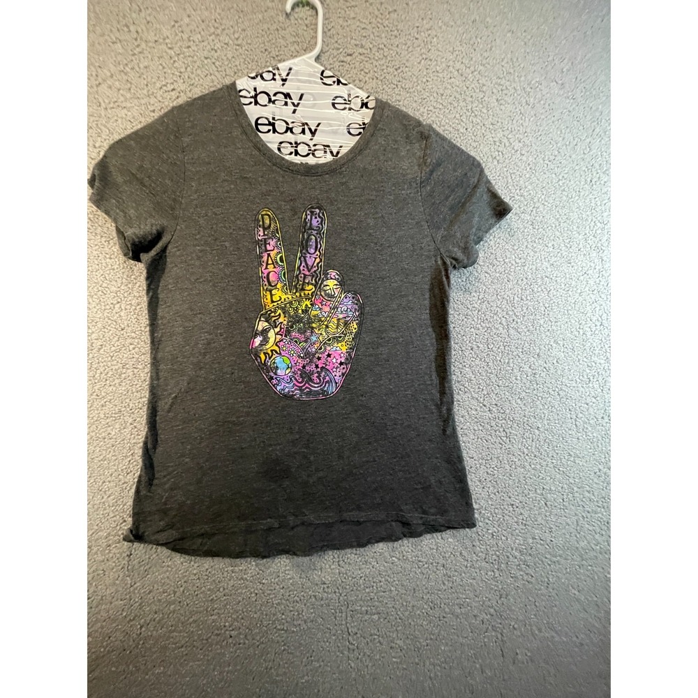 Modern Lux Women's  Peace Sign T-shirt‎ Size XXL, Gray